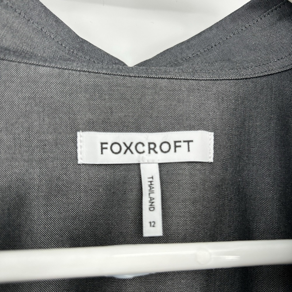 Foxcroft Womens Long Sleeve‎ Button Down Shirt Size 12 Gray Career Classic - Picture 4 of 7
